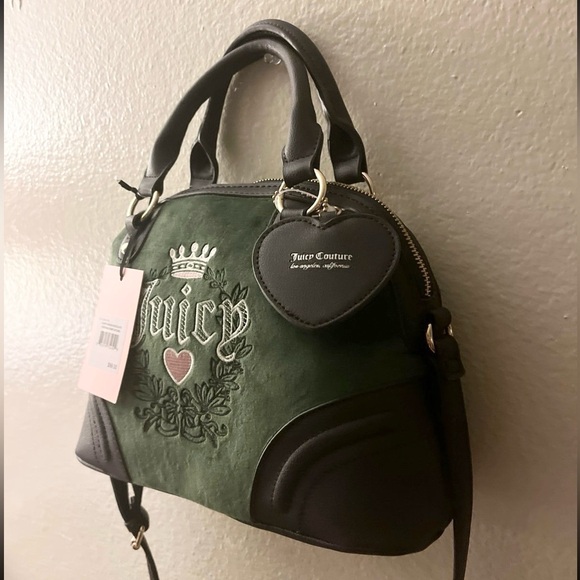 NWT Juicy Couture Green/Chocolate Hertiage Dome Satchel $99 - Picture 3 of 5